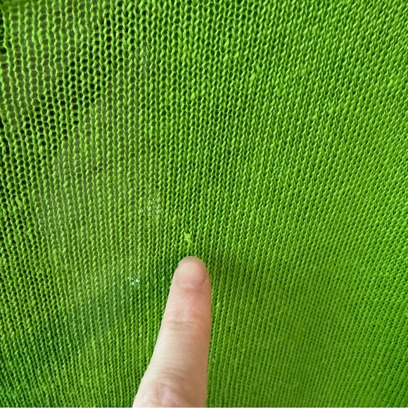 Massimo Dutti Bright Vibrant Green Linen Collared Short Sleeve Top - Picture 8 of 8